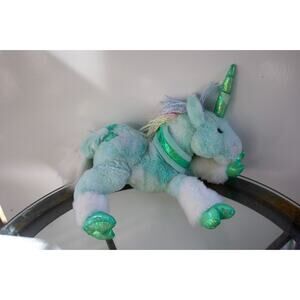 Animal Alley Toys R Us Unicorn Plush Stuffed Animal Teal Rainbow Sparkle 18"